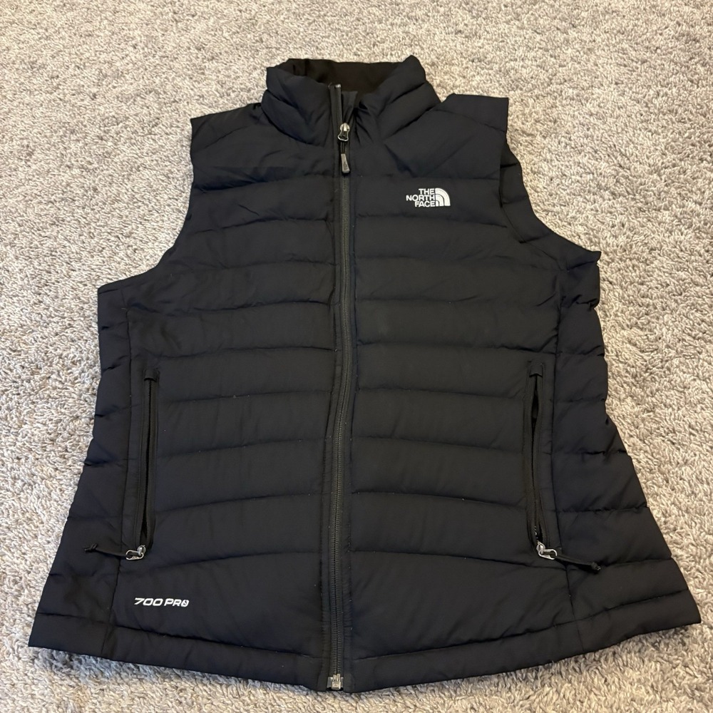 The North Face 700 Pro X Goose Down Black Zip Puffer Vest Women's Size Large L